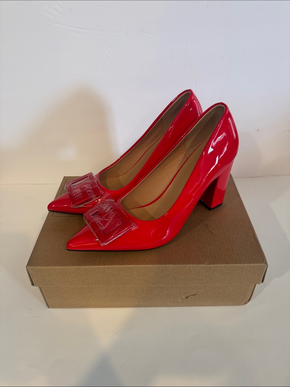 Shiny Red Heels w/ G Logo